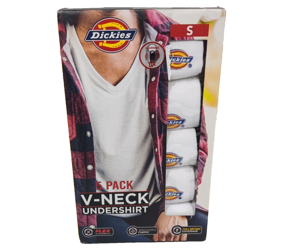 V Neck White Undershirts Men's Small 5 Pack White Stretch Breathable Dickies